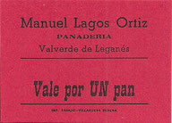 VALE POR 1 PAN - MANUEL LAGOS ORTIZ - PANADERIA - VALVERDE DE LEGANÉS (BADAJOZ) COLOR ROJO (SC/UNC) PLANCHA - 5€.