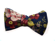 Herren Anzug Fliege zum selbstbinden - Schleife blau blumenmuster blumig floral