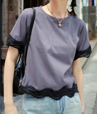 【接触冷感】 ショート丈レース Tシャツ SALE 2,480円(税込)