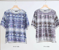  エスニック柄 ラインリブ仕様トップス SALE 1,980円(税込) 