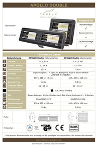 Datenblatt Infrarotheizung APOLLO 2 kW