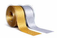 Geschenkband , Weihnachten, Gold und Silber 