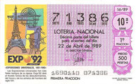 DECIMO LOTERÍA NACIONAL - Nº 71386 - 22 DE ABRIL DE 1.989 (1,50€).