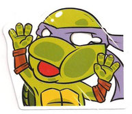 PEGATINA/STICKER - DIBUJOS ANIMADOS - TORTUGAS NINJA (DONATELLO) 5,6 CM X 6,2 CM (NUEVA) 1,20€.