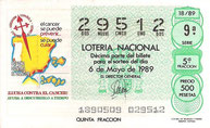 DECIMO LOTERÍA NACIONAL - Nº 29512 - 6 DE MAYO DE 1.989 (1,50€).