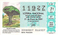 DECIMO LOTERÍA NACIONAL - Nº 11927 - 21 DE ENERO DE 1.989 (1,50€).