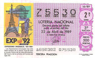 DECIMO LOTERÍA NACIONAL - Nº 75530 - 22 DE ABRIL DE 1.989 (1,50€).