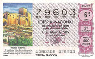 DECIMO LOTERÍA NACIONAL - Nº 79603 - 1 DE ABRIL DE 1.989 (1,50€).