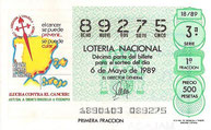 DECIMO LOTERÍA NACIONAL - Nº 89275 - 6 DE MAYO DE 1.989 (1,50€).