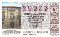 DECIMO LOTERÍA NACIONAL - Nº 40973 - 3 DE JUNIO DE 1.989 (1,50€).