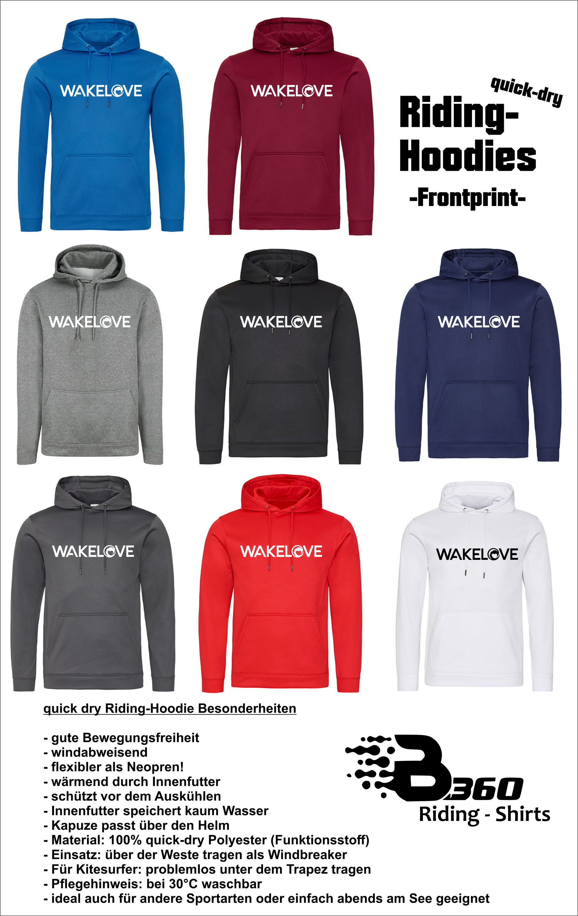 Bestellung WakeLove Hoodies WakeLove Wakeboard Camps in Deutschland