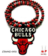 Collier taureau Chicago Bulls en bois