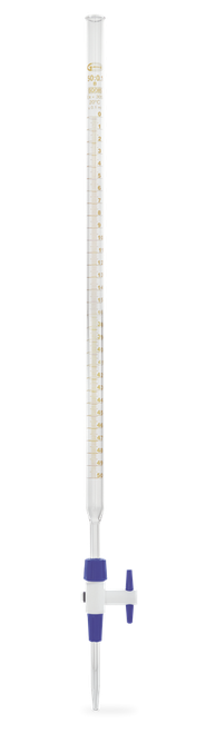 Bureta recta desarmable con llave de PTFE modelo económico 109.224.03