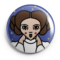 ICONS ICONES PRINCESSE LEIA ILLUSTRATION BADGE MAGNET MIROIR / CREATION ORIGINALE © Stephanie Gerlier / T FOR TIGER