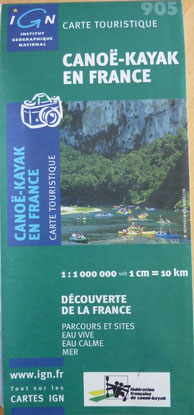 IGN, Carte touristique 905 Canoë Kayak en France (la Bibli du Canoe)