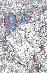 図（画像）：明治40年の渡良瀬遊水地あたりを示す地形図