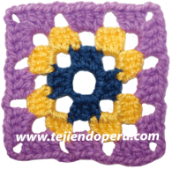 Tutorial: pastilla cuadrada tejida a crochet con 3 hileras