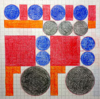Ellen Roß: squares & circles on checkered paper n°5, 2018 