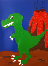 "T-Rex"-Motiv für Tasche, hier mit Glitzerelement