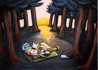 Das Picknick, 2000, 62 x 40 cm , Öl auf Holz