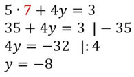 Berechnung der zweiten Variable beim Lösen eines Gleichungssystems