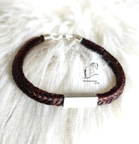 Pferdehaararmband-eckig geflochten-Karabinerverschluss-Modell S11a- 925 Sterling Silber