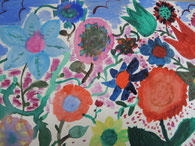 Ein Bild mit bunten Blumen Wasserfarbe