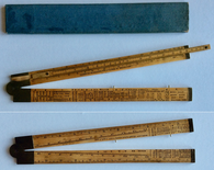 Stöckle's Polymeter with its cardboard slipcase. Boxwood with brass hinges and end caps.
