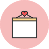 Illustration of an calendar icon with a red heart on top