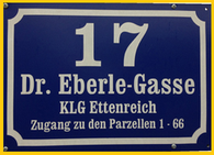 Adresse des KGV Ettenreich, Anningerweg 5, alternativ Dr. Eberle-Gasse 17, 1100 Wien
