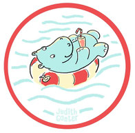 NILPFERD im Schwimmreif bei Redbubble – Illustration und Text Judith Ganter - Illustriertes Kopfkino für Alltagsoptimisten