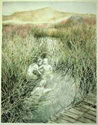 "Am Wriakhörnsee", Aquarell und Tusche, 60 x 49 cm, 2008