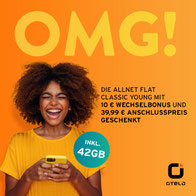 otelo Allnet Flat Classic Young 42 GB 10€ Wechselbonus Anschlusspreisfrei Junge Leute