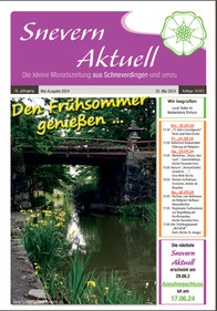 Die Ansicht der Titelseite der Zeitung "Snevern aktuell", gesetzt bei Astrid Röben Printmedien in Neuenkirchen.