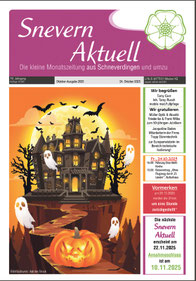 Die Ansicht der Titelseite der Zeitung "Snevern aktuell", gesetzt bei Astrid Röben Printmedien in Neuenkirchen.
