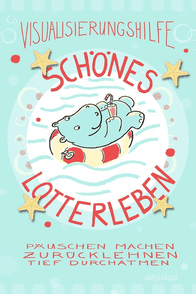 NILPFERD im Schwimmreif - Spruch SCHÖNES LOTTERLEBEN bei Redbubble – Illustration und Text Judith Ganter - Illustriertes Kopfkino für Alltagsoptimisten