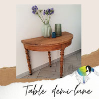 table ronde pliante demi-lune, avec presque rien, desserte,  console, petit espace, relooking de meuble, vintage, crea terra