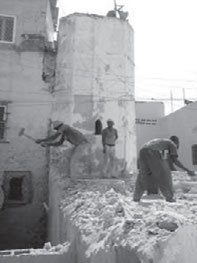 Putting a new roof on the Mosque.