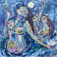Töchter der Mondin, Mischtechnik auf Leinwand 80 x 80 cm
