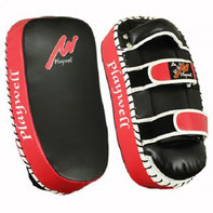LEATHER CURVED THAI KICK PAD BLACK/RED for boxing and martial arts exercise