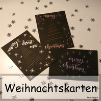 Weihnachtskarten selber machen mit Garn und Lettering