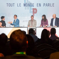 Photographer for the annual conference of the Association of Directors and General Managers of the Desjardins ADGC caisses of a panel discussion with Manon Goudreault and Guy Cormier at Fairmont Mont-Tremblant by Marie Deschene Pakolla