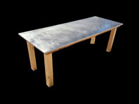 mesa acero inoxidable de jardín con madera