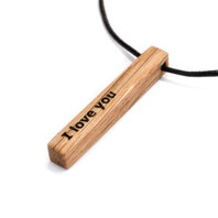 halskette holz Anhänger Eiche mit Gravur