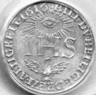 Allsehendes Auge, Jesuitensymbol; doppelköpfiger Adler, freimaurerisches Sinnbild der Macht in  West u. Ost. (Bild: H.M.)
