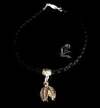 Pferdehaar Armband mit 2 kleinen Federn aus 925er Silber