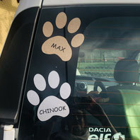 Claudias Kreativ-Shop Auto-Aufkleber Pfote mit Namen