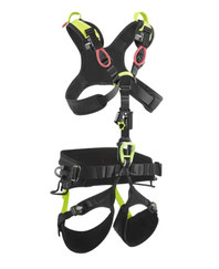 Hier ist ein Edelrid VECTOR X Komplettgurt incl. Anseilösen und Materialschlaufen abgebildet.