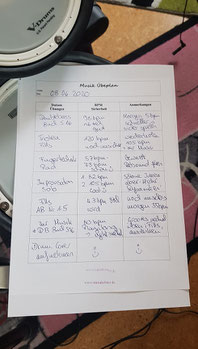 Übeplan Instrument Musik