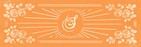 Cette image représente un visuel vintage, en orange et blanc, qui illustre le logo, la lettre S des Sabots d'Isa qui irradie